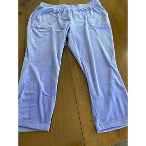 Isaac Mizrahi Live Sweatpants Women's 1X Petite Lavender Velour Elastic Waist